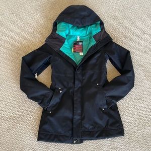 Burton White Collection women’s small black snowboard jacket. EUC